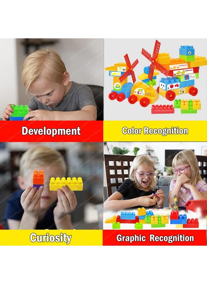 FunBlast FunBlast Building Blocks for Kids - DIY Plastic Building Blocks for Kids Puzzle Games for Kids, Toys for Children Educational & Learning Toy for 3+ Years Kids, Girls & Boys (48 Pcs-Multicolor)  - Image 4