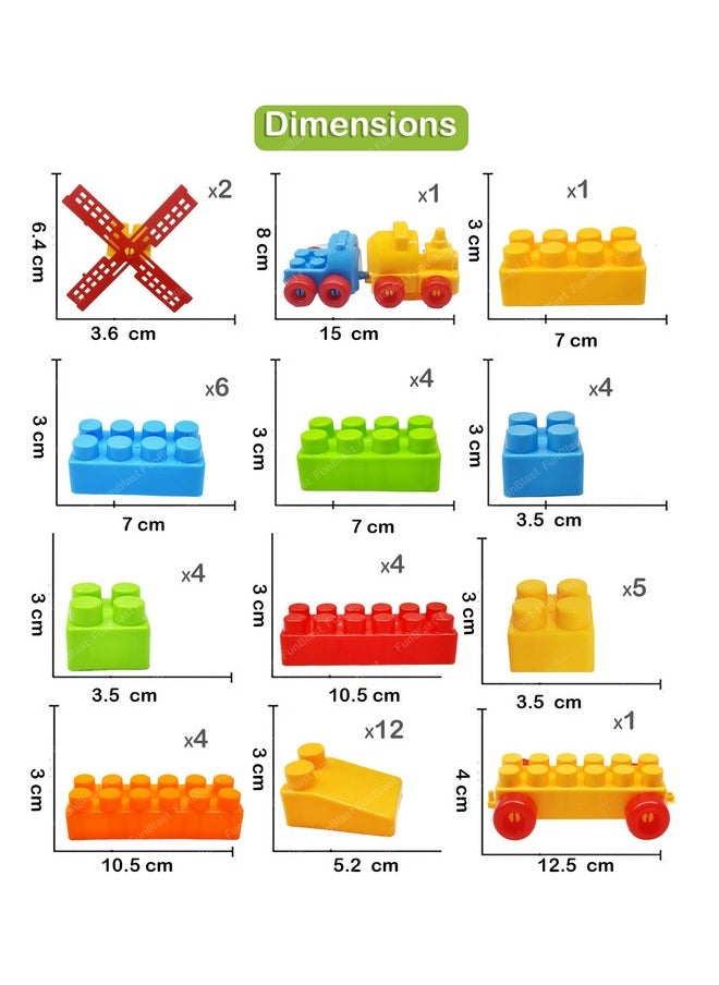 FunBlast FunBlast Building Blocks for Kids - DIY Plastic Building Blocks for Kids Puzzle Games for Kids, Toys for Children Educational & Learning Toy for 3+ Years Kids, Girls & Boys (48 Pcs-Multicolor)  - Image 3