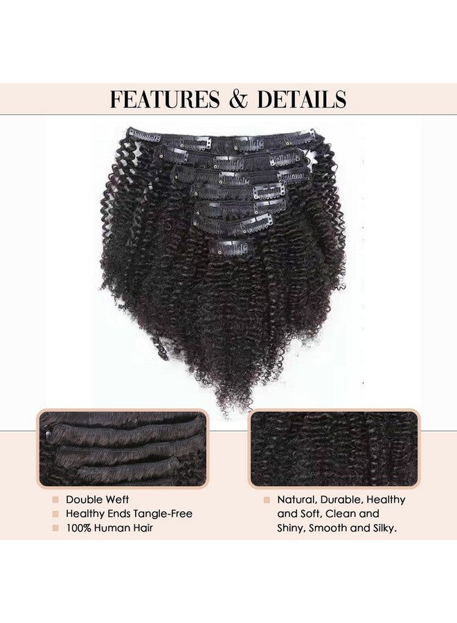Caliee African American Afro Kinky Curly Clip Ins Hair Extensions 1B Double Weft Top Grade Brazilian Virgin Black Hair, 3C And 4A Big Thick, 120 Gram, 18 Inch - Image 2