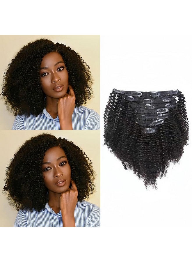 Caliee African American Afro Kinky Curly Clip Ins Hair Extensions 1B Double Weft Top Grade Brazilian Virgin Black Hair, 3C And 4A Big Thick, 120 Gram, 18 Inch - Image 1
