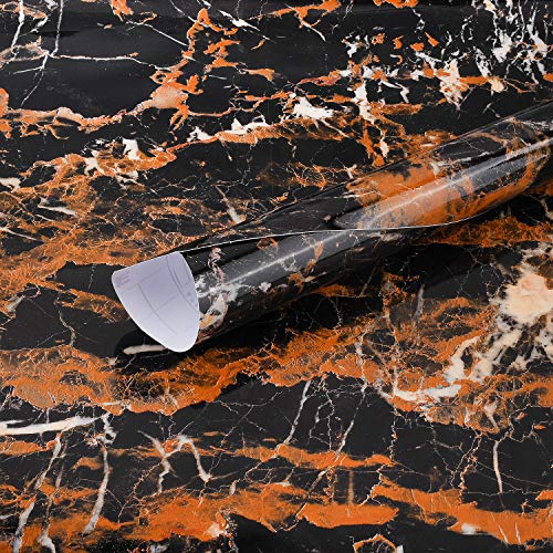 RAUSHIK Counter top Covers Peel and Stick Wallpaper Self Adhesive Marble Wall Paper Roll Kitchen Countertop Marble Adhesive Paper Table Desk Cover Bathroom Vanity Decor Waterproof : 24x120 Inch - Image 1