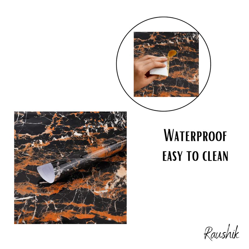 RAUSHIK Counter top Covers Peel and Stick Wallpaper Self Adhesive Marble Wall Paper Roll Kitchen Countertop Marble Adhesive Paper Table Desk Cover Bathroom Vanity Decor Waterproof : 24x120 Inch - Image 5