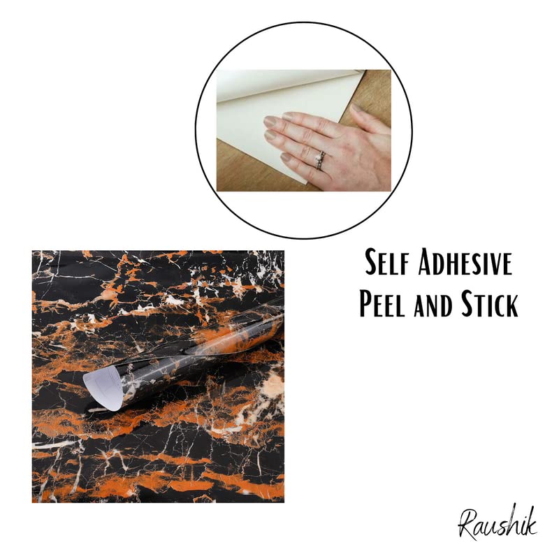 RAUSHIK Counter top Covers Peel and Stick Wallpaper Self Adhesive Marble Wall Paper Roll Kitchen Countertop Marble Adhesive Paper Table Desk Cover Bathroom Vanity Decor Waterproof : 24x120 Inch - Image 4
