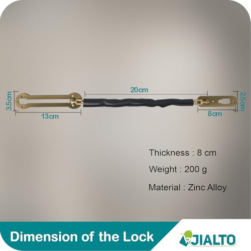 JIALTO Door Chain | Lock for Main Door | Premium Heavy Duty Door Latch | Door Chain Safety Lock for Kids Key Lock - Image 2