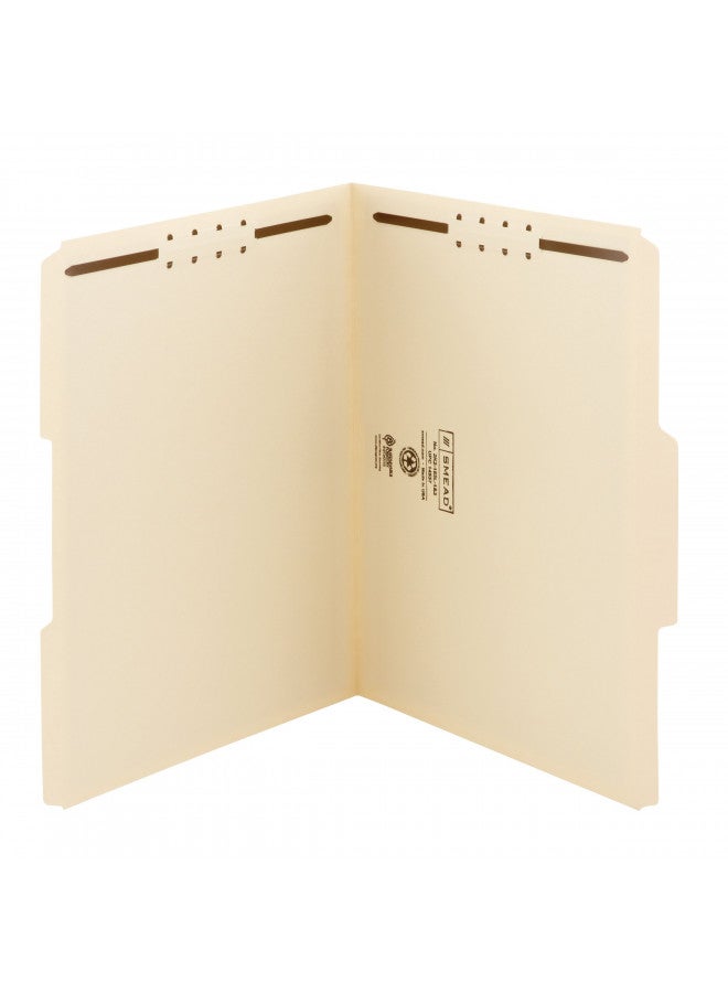 Smead Fastener File Folder, 2 Fasteners, Reinforced 1/3-Cut Tab, Letter Size, Manila, 50 per Box (14537) - Image 1