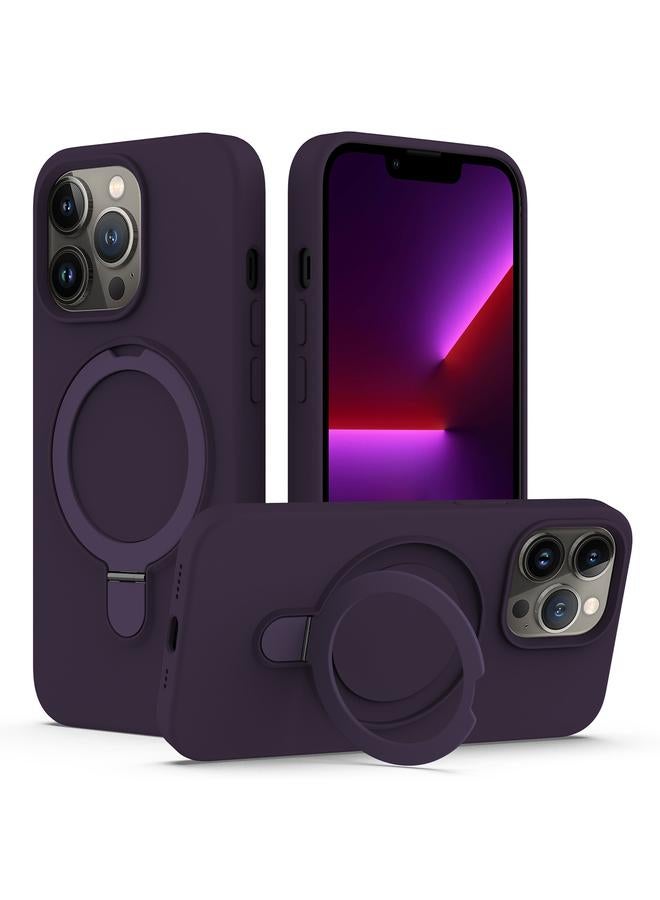 S-TOP Case For iPhone 14 Pro Liquid Silicone MagSafe Magnetic Phone Case with Ring Holder - Image 1