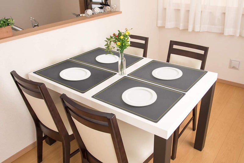 Palshiv Leather Placemats Waterproof Wipeable Washable Indoor Placemats for Dining Table Home Kitchen Dinner Elegant Rectangle Placemats Easy Clean Table Mats Size 45x30 cm Grey 2 - Image 4