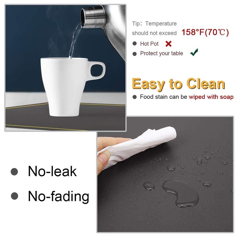 Palshiv Leather Placemats Waterproof Wipeable Washable Indoor Placemats for Dining Table Home Kitchen Dinner Elegant Rectangle Placemats Easy Clean Table Mats Size 45x30 cm Grey 2 - Image 3
