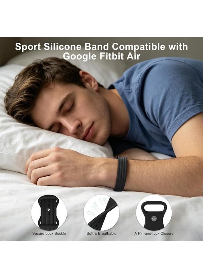 TEMPO Sport Silicone Bands Compatible with Google Fitbit Air Activity Tracker, Waterproof | Soft Breathable Workout-Friendly Replacement Strap for Women Men Daily Wear,Sweatproof Wristband - Image 2