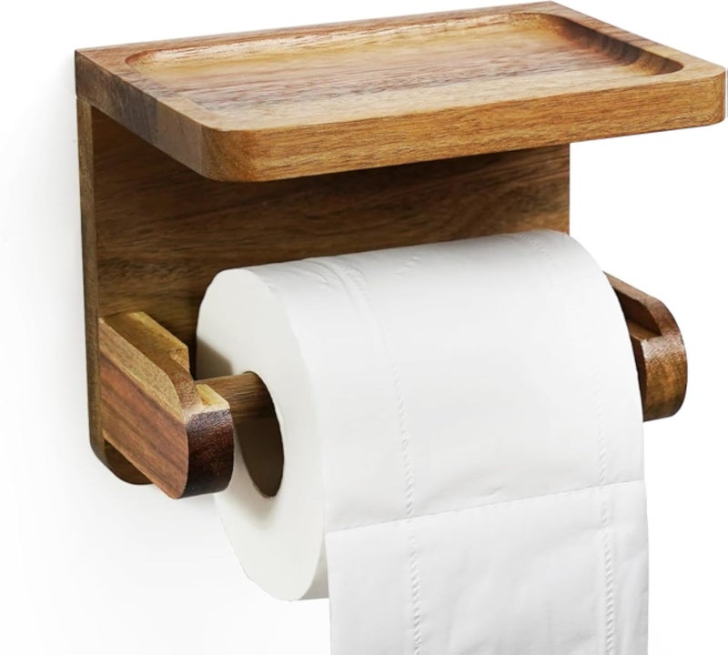 Toilet Paper Holder, Wall Mounted Toilet Paper Holder with Shelf, Toilet Paper Holder, Wooden Toilet Paper Holder, Toilet Paper Holder, Toilet Paper Dispenser