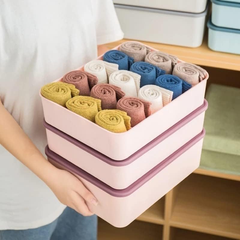 FAVHOME 3 Pcs Multipurpose Drawer Storage Box with Lid Closet Desktop Organizer for Clothing Undergarments Bra Panty Socks Tie Cupboard Office Stationery Tool Jewelry Makeup Bathroom Accessories - Image 3