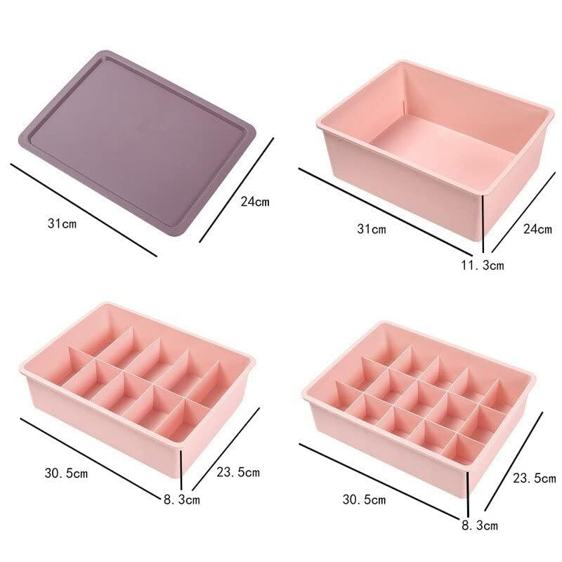 FAVHOME 3 Pcs Multipurpose Drawer Storage Box with Lid Closet Desktop Organizer for Clothing Undergarments Bra Panty Socks Tie Cupboard Office Stationery Tool Jewelry Makeup Bathroom Accessories - Image 5