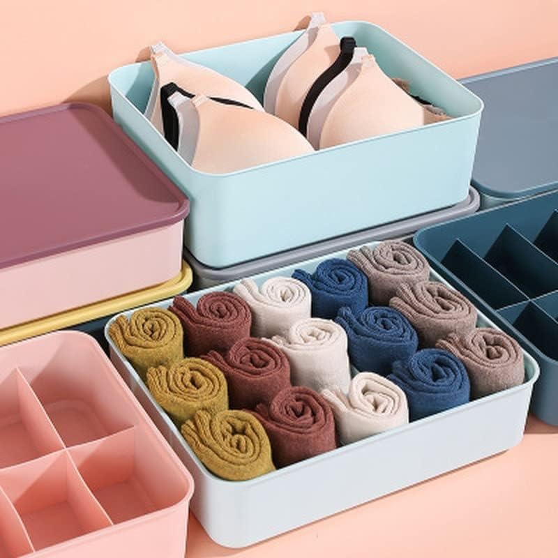 FAVHOME 3 Pcs Multipurpose Drawer Storage Box with Lid Closet Desktop Organizer for Clothing Undergarments Bra Panty Socks Tie Cupboard Office Stationery Tool Jewelry Makeup Bathroom Accessories - Image 4