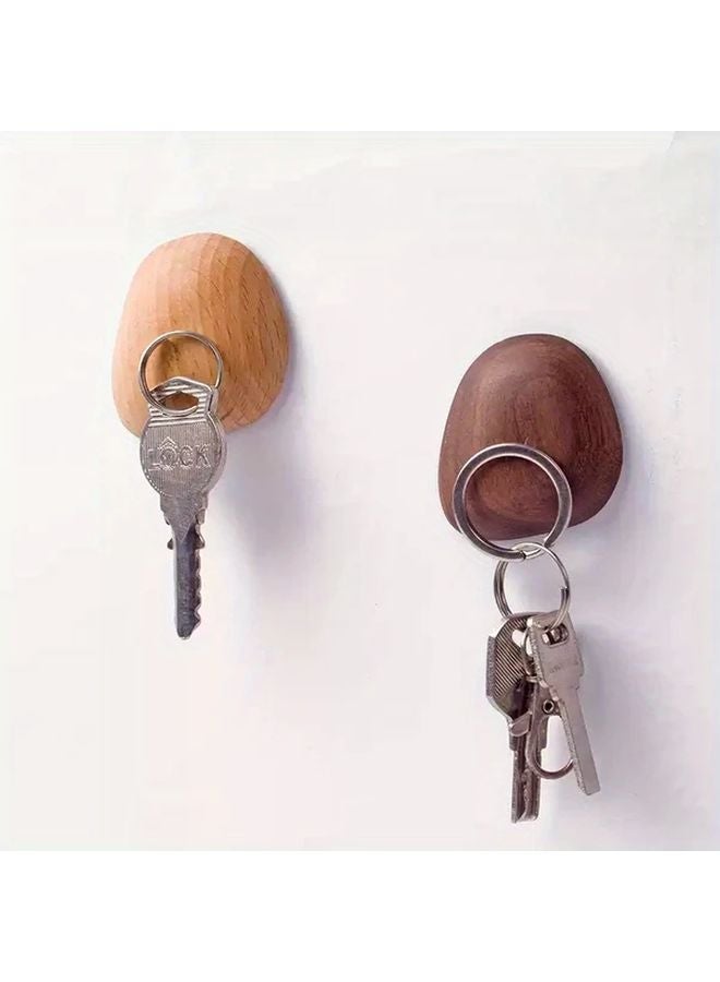 Walnut Magnetic Wall Mounted Key Holder Solid Wood Rustic Home Decor Organizer - Image 3
