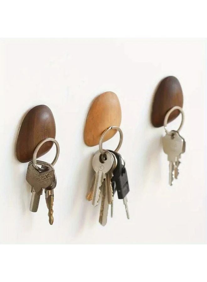 Walnut Magnetic Wall Mounted Key Holder Solid Wood Rustic Home Decor Organizer - Image 2