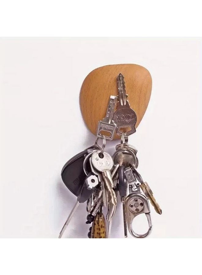 Walnut Magnetic Wall Mounted Key Holder Solid Wood Rustic Home Decor Organizer - Image 5