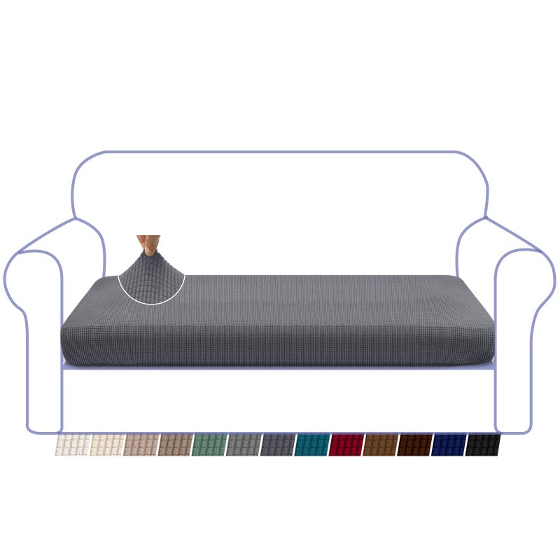 Granbest High Stretch Sofa Seat Cushion Cover Super Soft Couch Seat Cover Sofa Cushion Protector Jacquard Spandex Fabric with Elastic Bottom3 SeaterGrey
