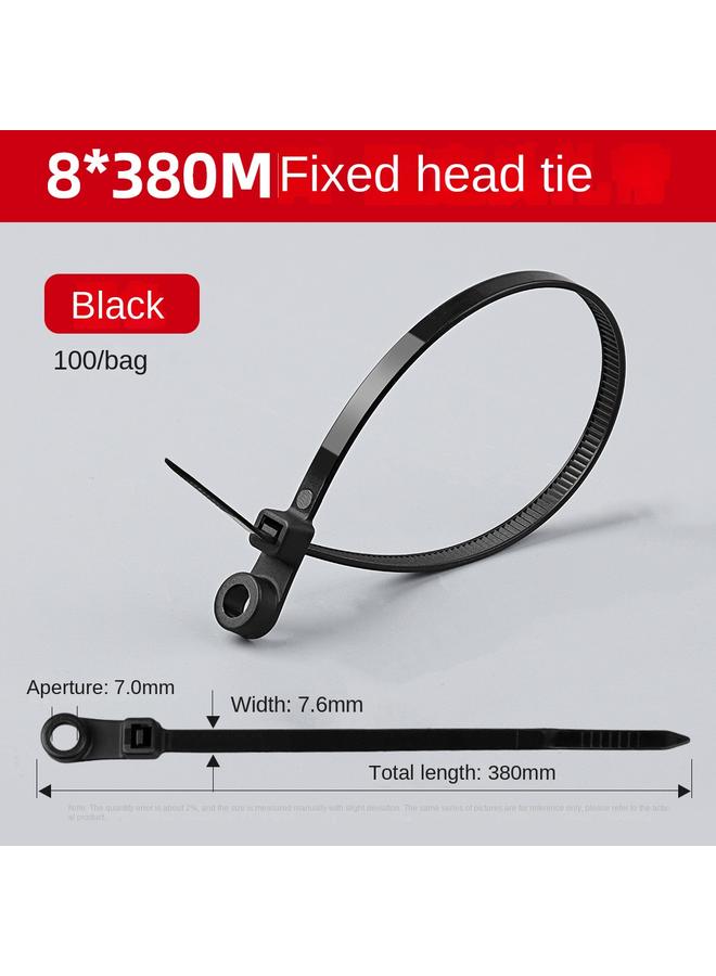 Bluejw Factory Wholesale Fixed Head Nylon Cable Tie 5*200 Screw Hole Round Hole Self-locking Plastic Buckle Strapping Strap - Image 1