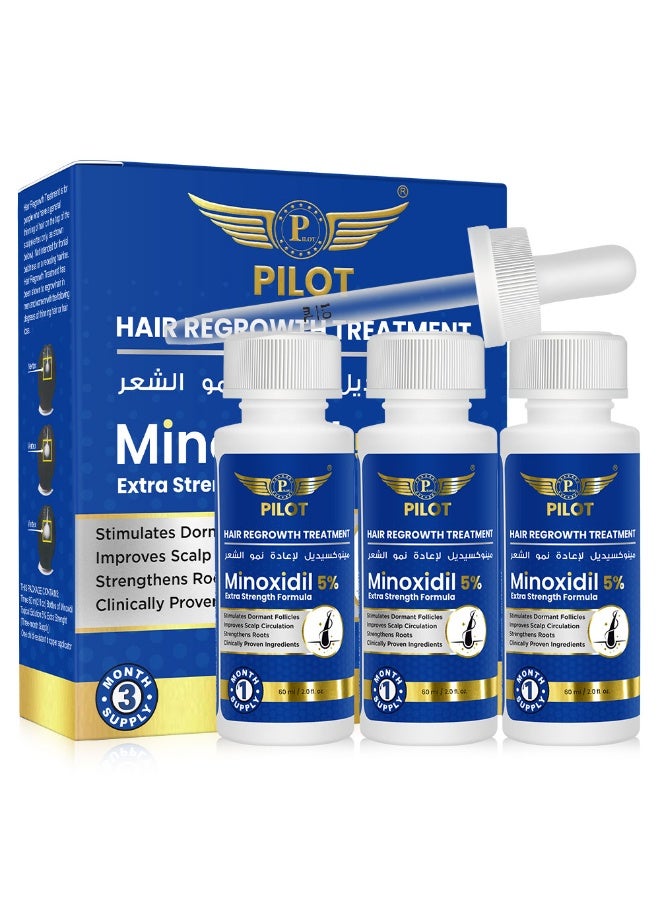 بايلوت سيروم بايلوت مينوكسيديل 5٪ لنمو الشعر 3 × 60 مل | علاج تساقط الشعر للرجال والنساء | مع البيوتين ومستخلصات عشبية - Image 1