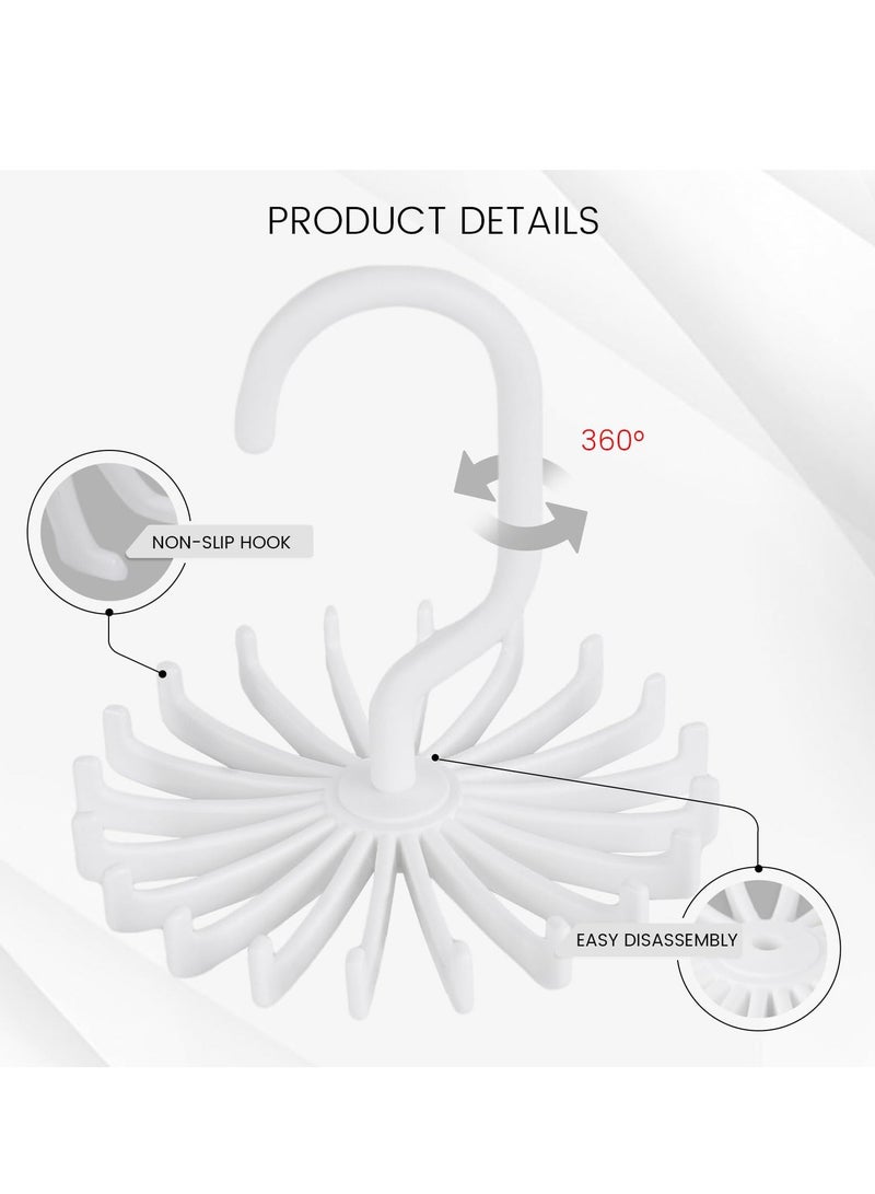 Loquat 4PCS Adjustable Twirl Tie Racks, 360 Degree Rotating Scarf Hanger Hanging Holder Storage Hook for Belt Bra Tank Top Tie Scarf White - Image 5