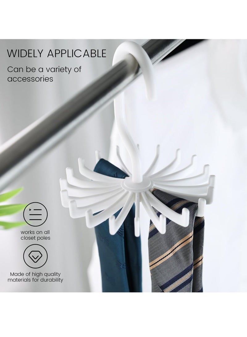 Loquat 4PCS Adjustable Twirl Tie Racks, 360 Degree Rotating Scarf Hanger Hanging Holder Storage Hook for Belt Bra Tank Top Tie Scarf White - Image 4