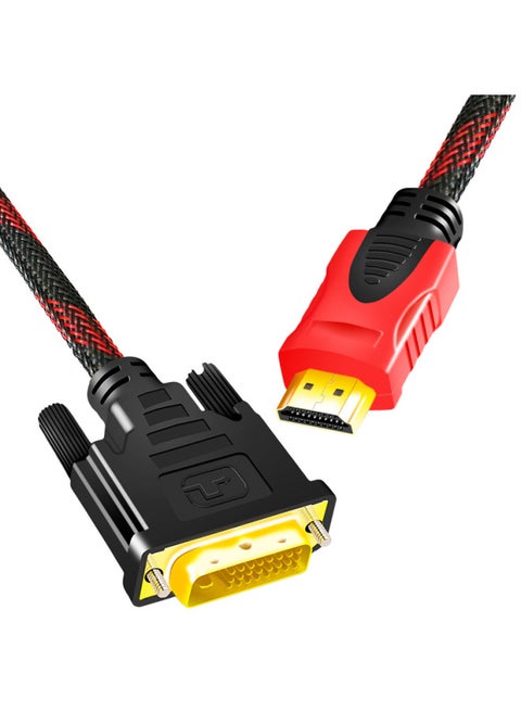 Hdmi To Dvi Cable Dvi To Hdmi Adapter Laptop TV PS4 Monitor Cable-Color:Red And Black Net Style-Line Length:5 M