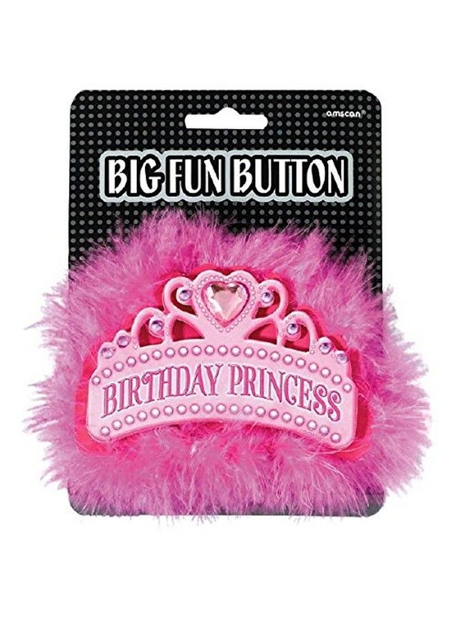 Amscan 4" 210183 Birthday Princess Fun Button Pink 1 Pc - Image 1