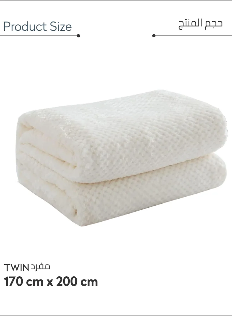 Donetella Soft Waffle Fleece Blanket Single Size(170X200 CM) No Shed,No Pilling Plush Cozy Throw 300 GSM Lightweight Blanket For Bed, Couch , Chair , Sofa And Camping,White