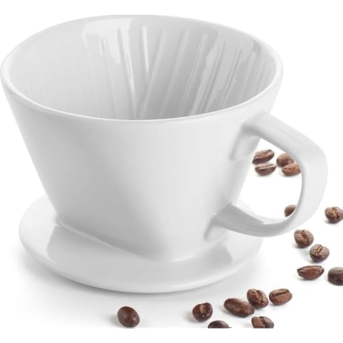 Exrp Pour Over Coffee Maker NonElectric Pour Over Coffee Dripper Manual Brew Maker Single Cups Porcelain Slow Brewing Accessories For GiftsWhite - Image 1