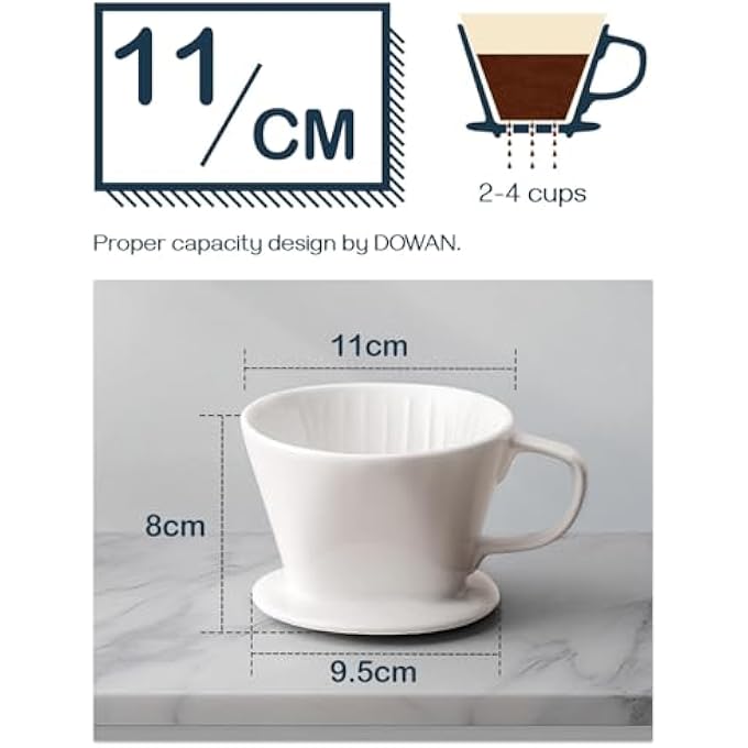 Exrp Pour Over Coffee Maker NonElectric Pour Over Coffee Dripper Manual Brew Maker Single Cups Porcelain Slow Brewing Accessories For GiftsWhite - Image 4