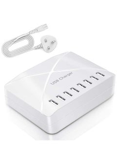 Y&D 8 Ports Smart USB Charger 50W 8A Multi Port Hub with LCD Display Fast Charging Wall Power Adapter 4ft Long Cord  - Image 1