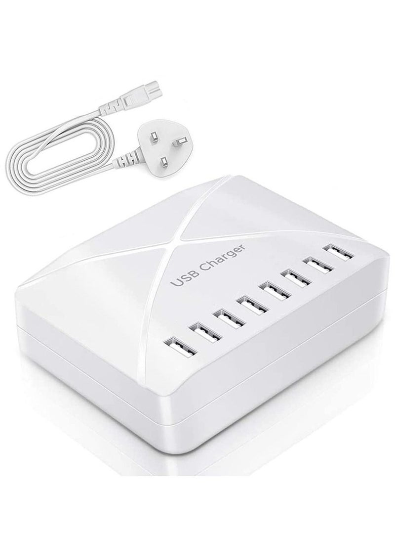 Y&D - 8 Ports Smart USB Charger 50W 8A Multi Port Hub with LCD Display Fast Charging Wall Power Adapter 4ft Long Cord - Image 1