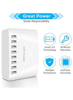 Y&D 8 Ports Smart USB Charger 50W 8A Multi Port Hub with LCD Display Fast Charging Wall Power Adapter 4ft Long Cord  - Image 5