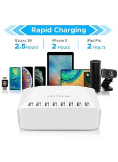 Y&D 8 Ports Smart USB Charger 50W 8A Multi Port Hub with LCD Display Fast Charging Wall Power Adapter 4ft Long Cord  - Image 4