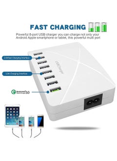 Y&D 8 Ports Smart USB Charger 50W 8A Multi Port Hub with LCD Display Fast Charging Wall Power Adapter 4ft Long Cord  - Image 2
