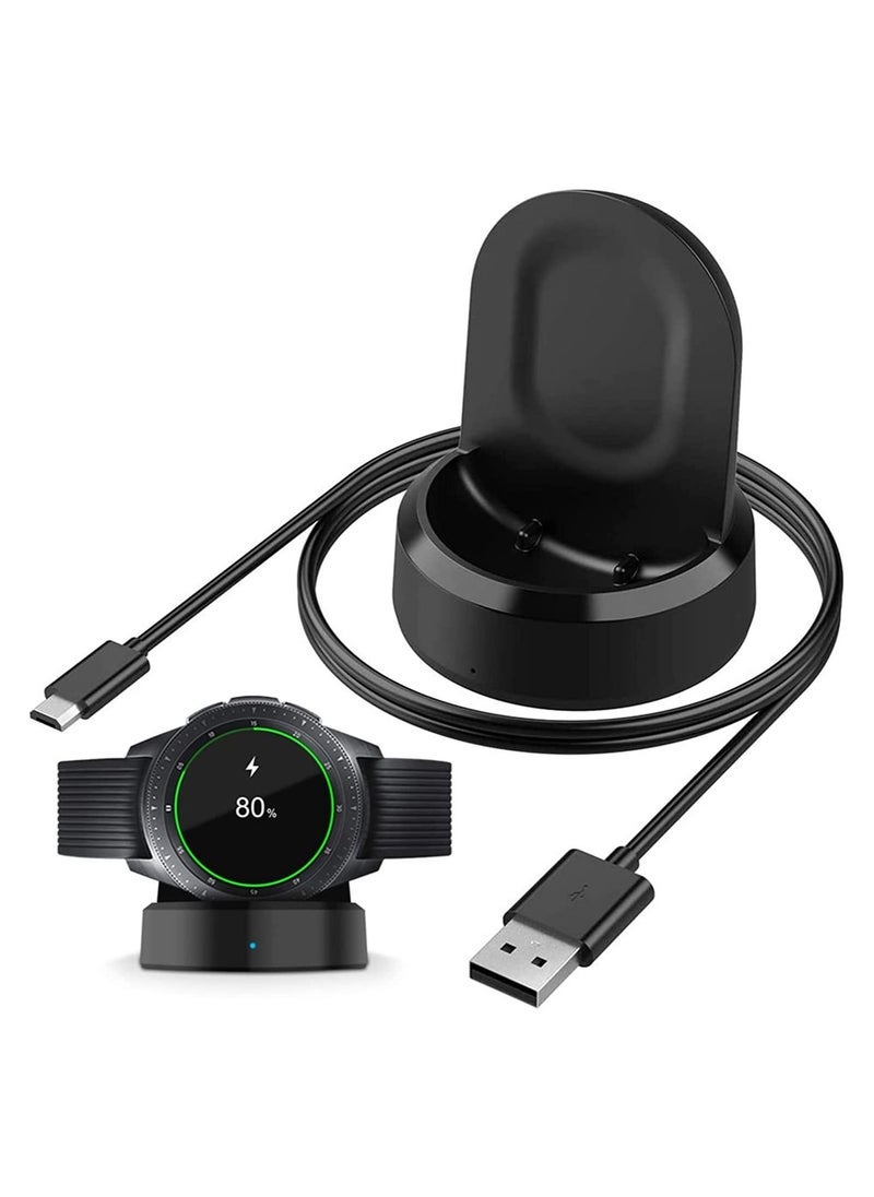 Gravity Charger for Samsung Galaxy Watch 42mm 46mm, Wireless Fast Charger Dock for Samsung Galaxy Smart Watch gear S3 Portable Charging Cradle Dock Charger stand with USB Cable(Black) - Image 1