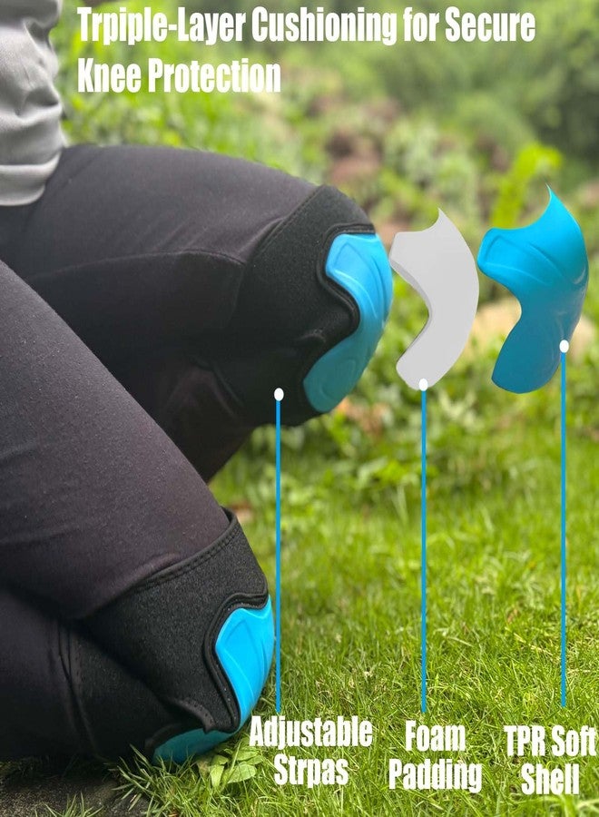 JYBTAA Adult Knee Pads for Men Women, Gardening Kneeling Pad with Non-slip Straps for Construction Mechanic Tool, Soft Working Kneepads for Roofing MTB Skating Skateboard, Protective Foam Cushion, Blue (1 - Image 3