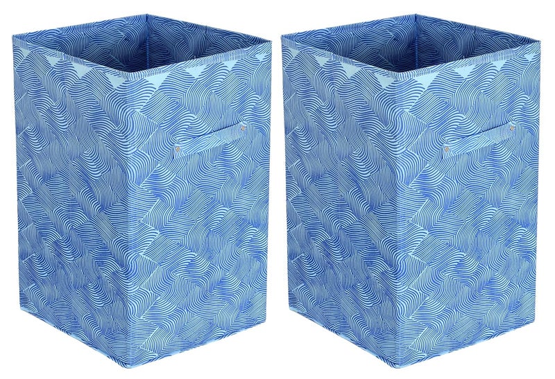 Kuber Industries Leheriya Print Fabric Foldable Laundry Organiser Set of 2 BlueKUBMART2082 - Image 1