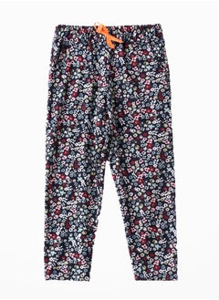 Knit Aop Harem Pants With Contrast Drawstring