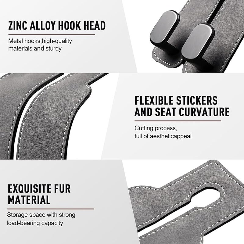 Headrest Hooks for Car, 2026 New Leather Headrest Hooks for Car, Multifunctional Double Hook Holder for Convenient Storage, Auto Hooks Organizer for Handbag Purse Coat Bags (Brown,2) - Image 5