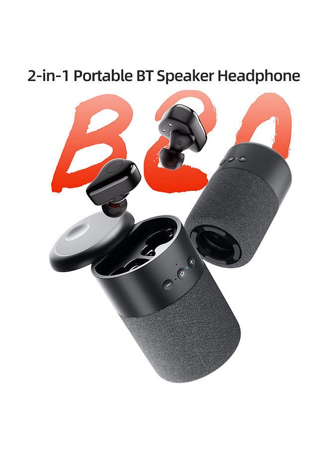 Generic - 2-in-1 Portable BT Speaker Headphone BT5.1 Chip Slide Cover Design Sensitive Touch Operation Long Endurance Time Black - Image 1