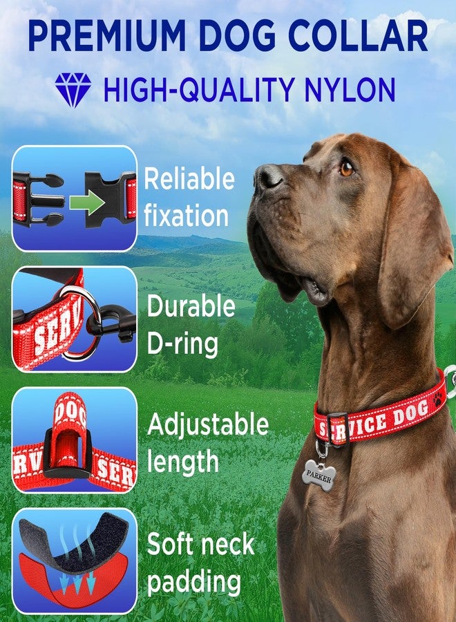 TECEUM Reflective Pet Collar – Red - Service Dog – S – Extra Soft Padding – Basic Nylon Dog Collar – Quick Release Buckle – Fits Small, Medium and Large Dogs, Puppies, Cats - Image 3