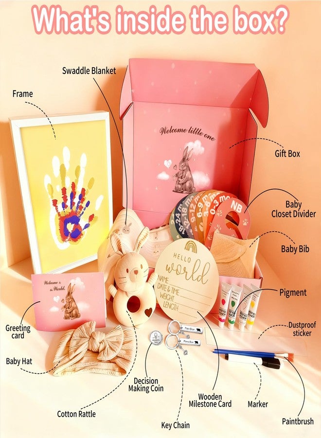BOPHILI Baby Shower Gifts, New Parents Gifts Set,Baby Gifts Kit,Newborn Security Cotton Blanket,Rattle Toy, & Greeting Card,Family Handprint Kit- Unique Baby Gift Essential - Image 2