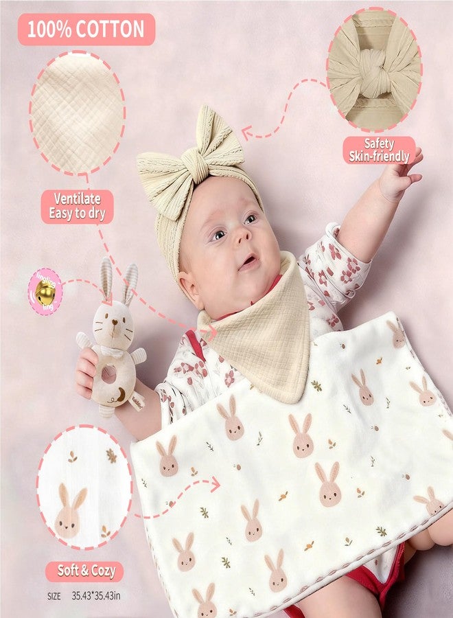BOPHILI Baby Shower Gifts, New Parents Gifts Set,Baby Gifts Kit,Newborn Security Cotton Blanket,Rattle Toy, & Greeting Card,Family Handprint Kit- Unique Baby Gift Essential - Image 3