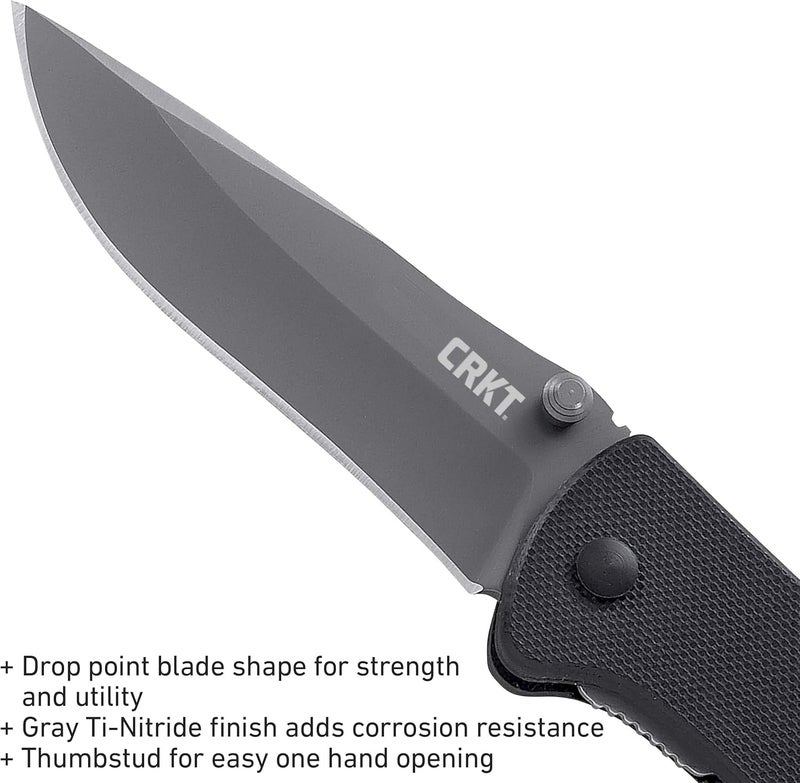 CRKT Drifter Everyday Carry EDC Pocket Folding Knife with Liner Lock: Stainless Steel Plain Edge Blade, G10 Handle, Pocket Clip, 6450K - Image 4