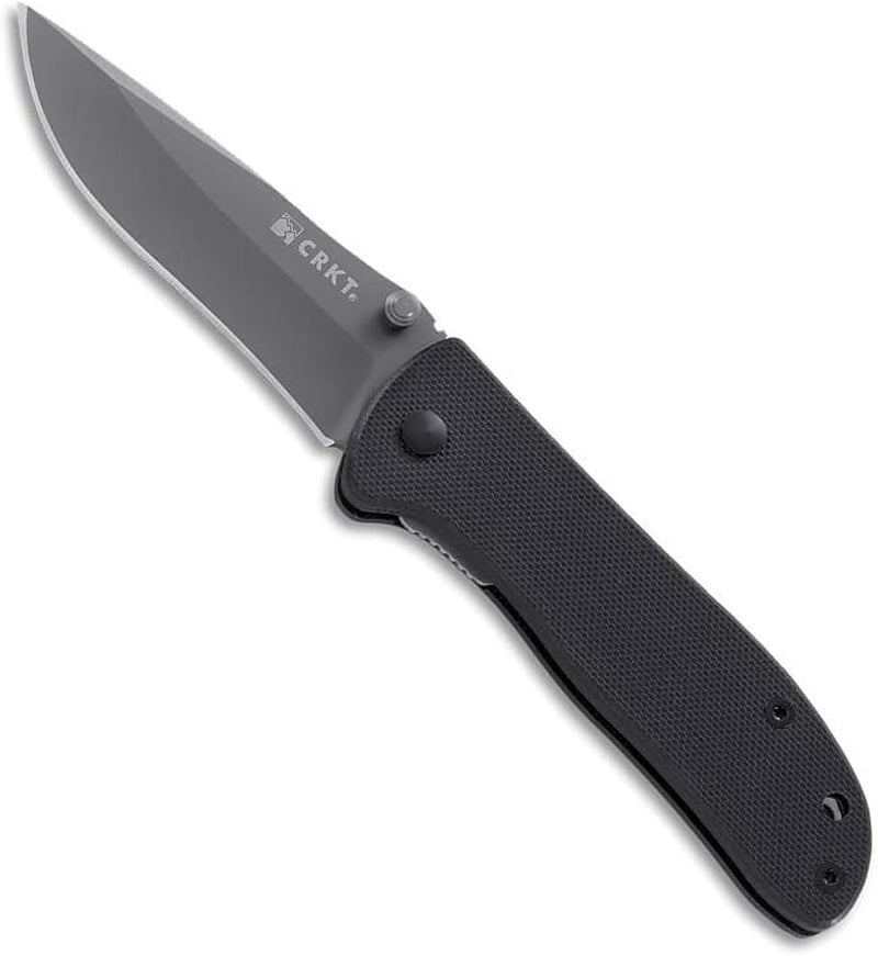 CRKT Drifter Everyday Carry EDC Pocket Folding Knife with Liner Lock: Stainless Steel Plain Edge Blade, G10 Handle, Pocket Clip, 6450K - Image 1