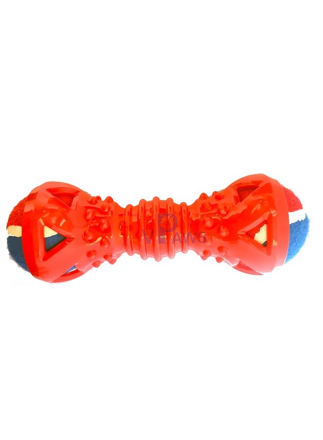 لعبة تنظيف أسنان مطاطية ملونة على شكل دمبل من Pets للكلاب الصغيرة مع كرة Tenish - اللون حسب المتوفر - Image 4