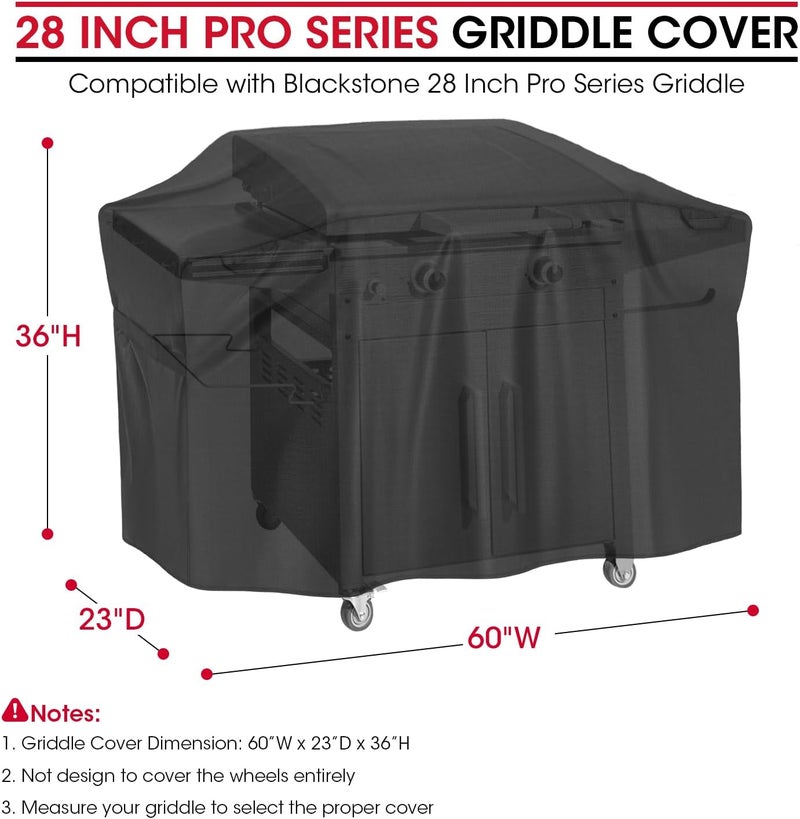 Unicook Griddle Grill Cover for Blackstone 28 Inch ProSeries Grill, Unique UV Resistant Waterproof Vinyl with Polyester Lining, Outdoor Flat Top Grill Cover 60 Inch for Blackstone Accessories - Image 2