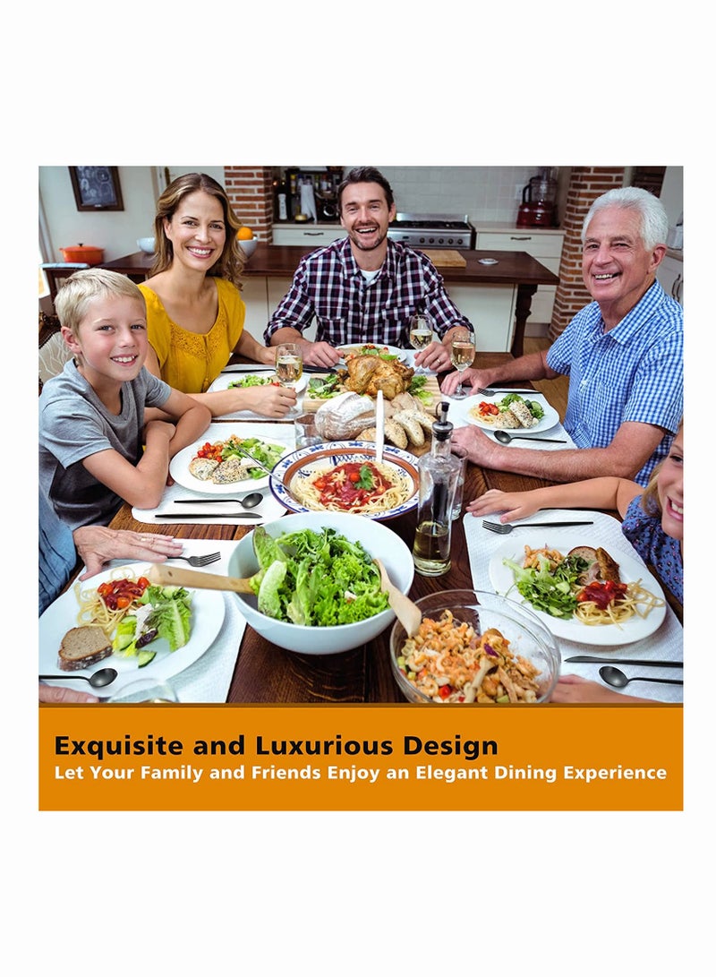 5 Piece Matte Black Stainless Steel Flatware Set Stylish Kitchen Utensils Dishwasher Safe Cutlery Service for One Satin Finish - Image 2