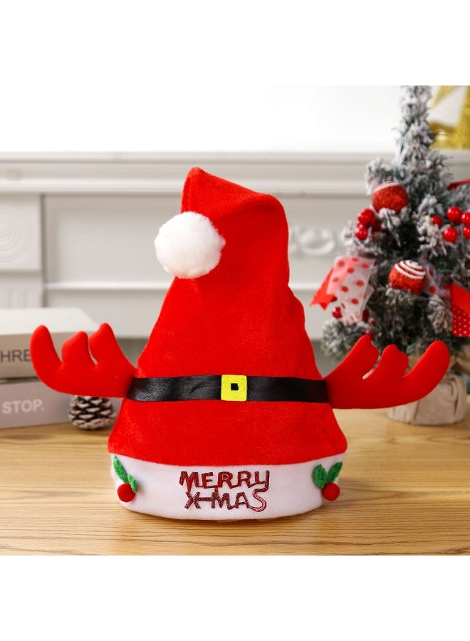 ووفيكسر 🎄🎄🎅❄️ 1 قطعة من قبعات سانتا القطيفة - قبعة سانتا الكريسماس مع زينة سانتا كلوز ورنة الكريسماس لمستلزمات حفلات العطلات الاحتفالية - Image 1